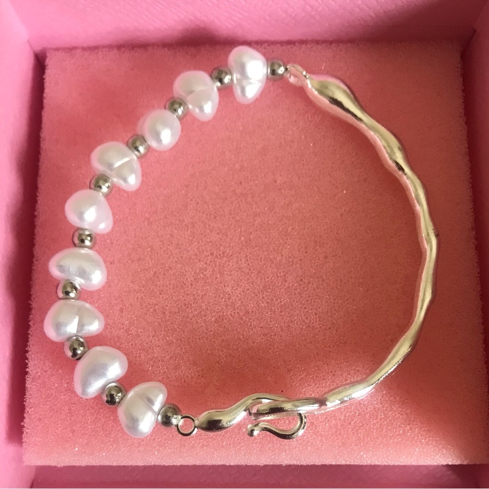 Silver Pearl Bead Bracelet